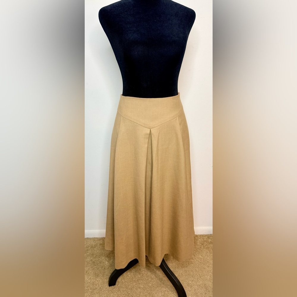 Vintage Bloomingdale’s wool blend preppy A-Line midi skirt side zip lined 6 EUC